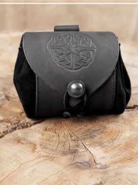Petit sac de ceinture en cuir, motif noeud celtique, noir