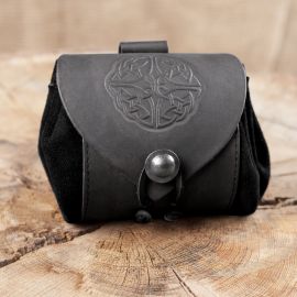 Petit sac de ceinture en cuir, motif noeud celtique, noir