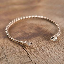 Bracelet Viking à Tête de loup 4mm bronze