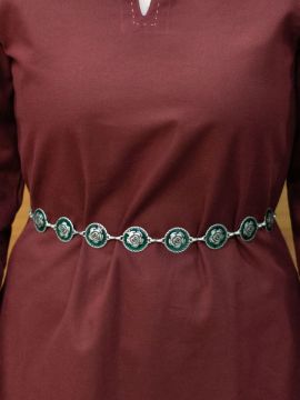 Ceinture chaîne avec motif de roses vieil argent