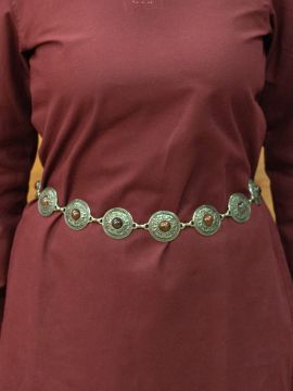 Ceinture en chaîne avec ornements et pierre brune laiton ancien