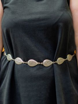 Ceinture en chaîne avec motif de gouttes vieil argent