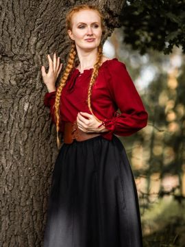 Blouse avec cordon de laçage, en rouge