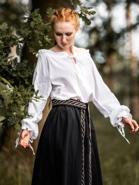 Blouse avec cordon de laçage, en blanc