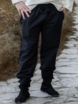 Pantalon médiéval avec cordon de serrage noir L