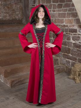 Robe Médiévale Brida en rouge et noir