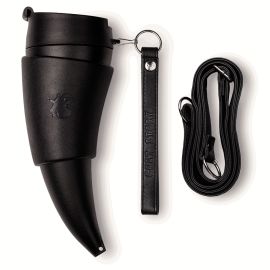 Tasse à café "corne à boire" en simili cuir noir