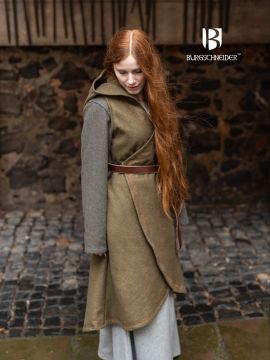 Robe portefeuille Myrana en feutre de laine, vert automne S/M