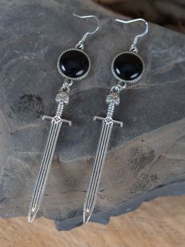 Boucles d'oreilles épée, noires