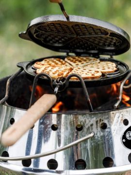 Rosette gaufre en aluminium moule avec manche en bois Creative