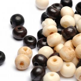 Perle ronde en os - 8 mm marron