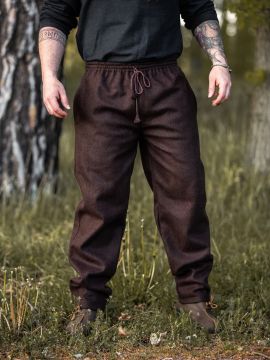 Pantalon médiéval en laine, marron L