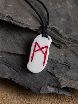 Pendentif Rune Mannaz, en os