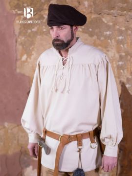 Chemise médiévale ou de pirate en blanc -écru L