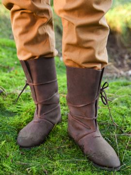Bottes viking à lacets marron