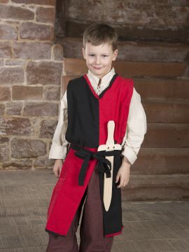 Tabard Norman pour enfant, rouge et noir