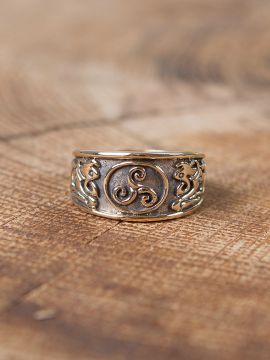 Bague massive motif Triskele petit | bronze