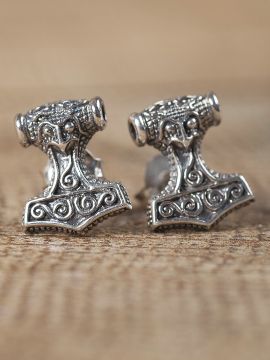 Paire de boucles d'oreilles en argent  marteau Thor