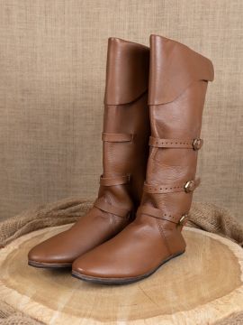 Bottes médiévales marron avec semelle en caoutchouc 46