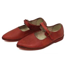 Chaussures à lanières avec semelle en cuir, rouges