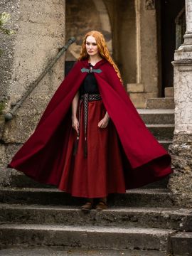 Cape unisexe en laine rouge