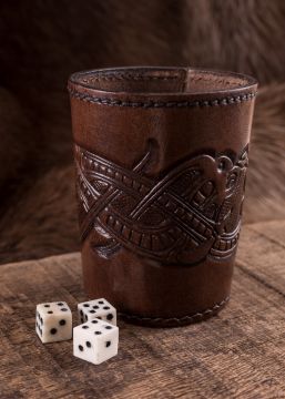 Gobelet à dés avec motif dragon, marron