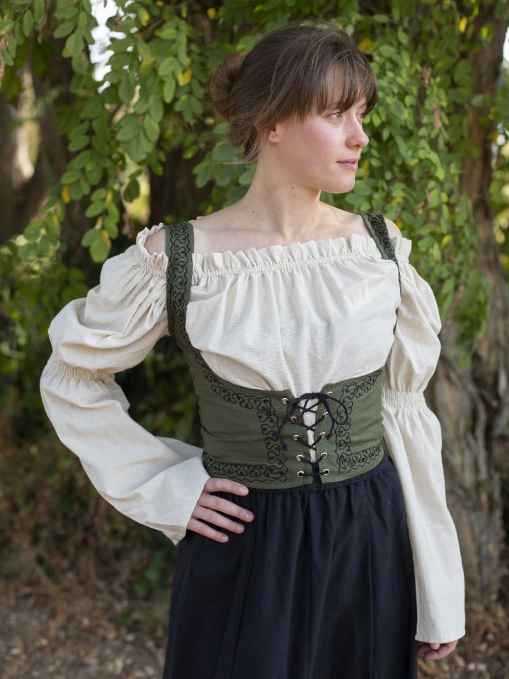 Bustier en coton avec broderies en vert