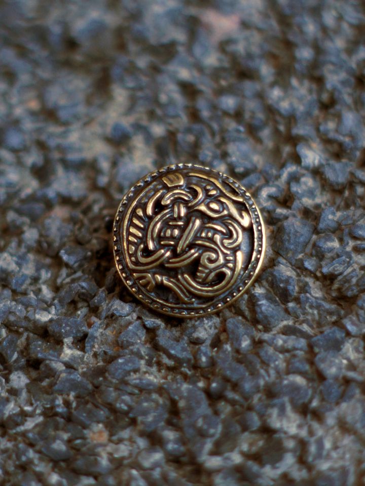 Bouton Viking motif griffon, couleur laiton