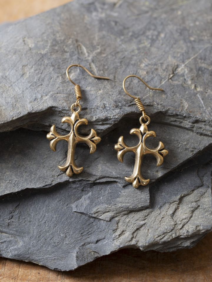 Boucles d'oreilles croix de bronze