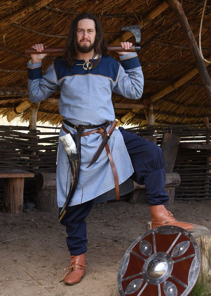 Tunique Viking bleue, motif chevrons L