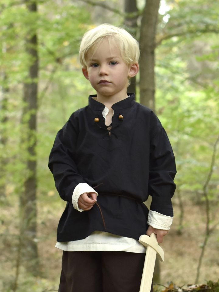 Chemise médiévale pour enfant, en noir 110