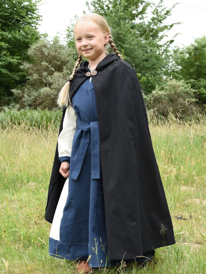 Cape médiévale pour enfant en coton noire 146