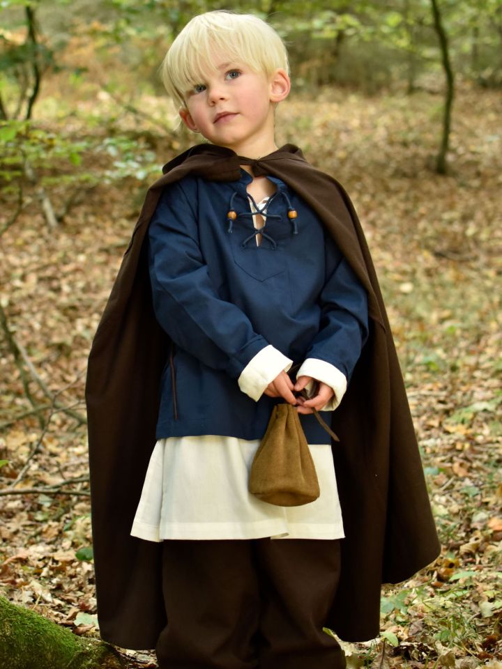 Cape médiévale pour enfant en coton marron 146