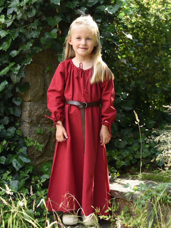 Robe médiévale Mara pour enfant en rouge 146