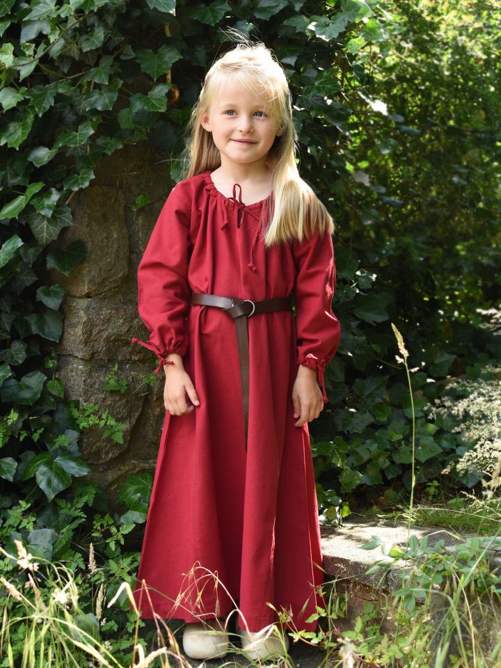 Robe médiévale Mara pour enfant en rouge 110