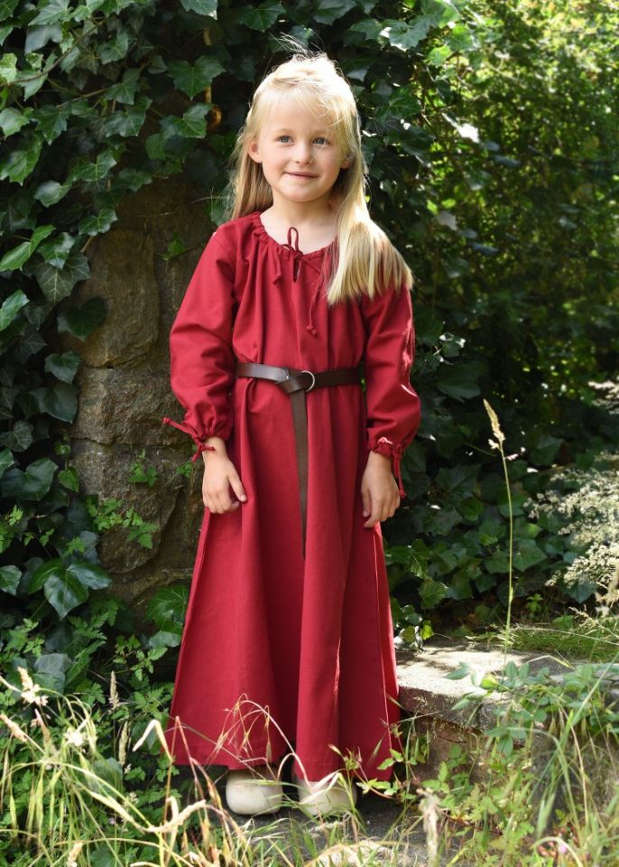Robe médiévale Mara pour enfant en rouge 110