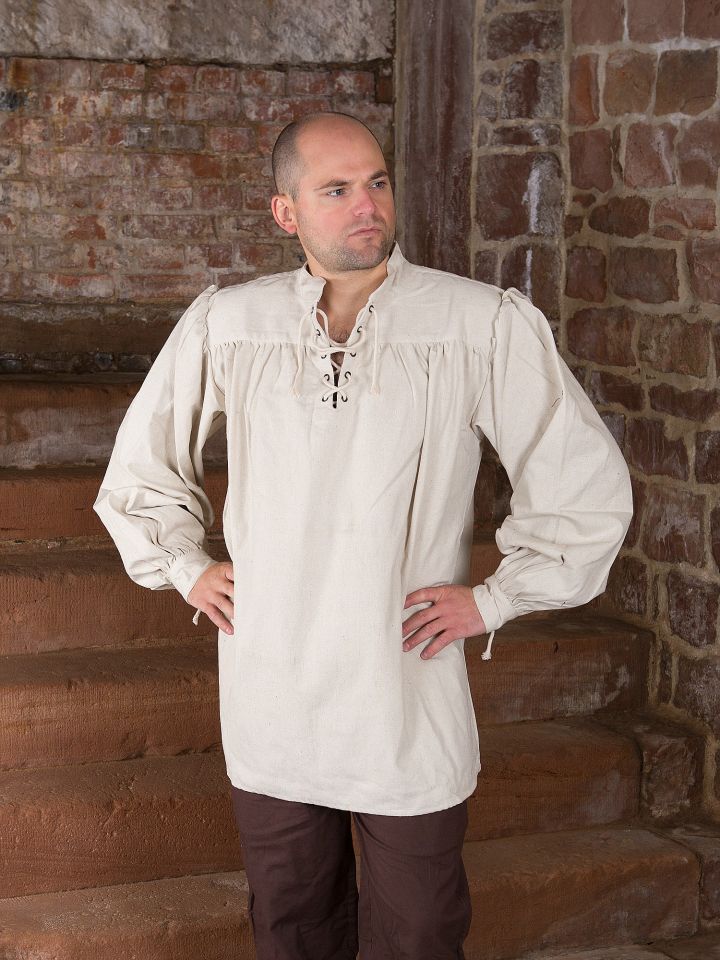 Chemise médiévale unisexe, blanc-écru XL