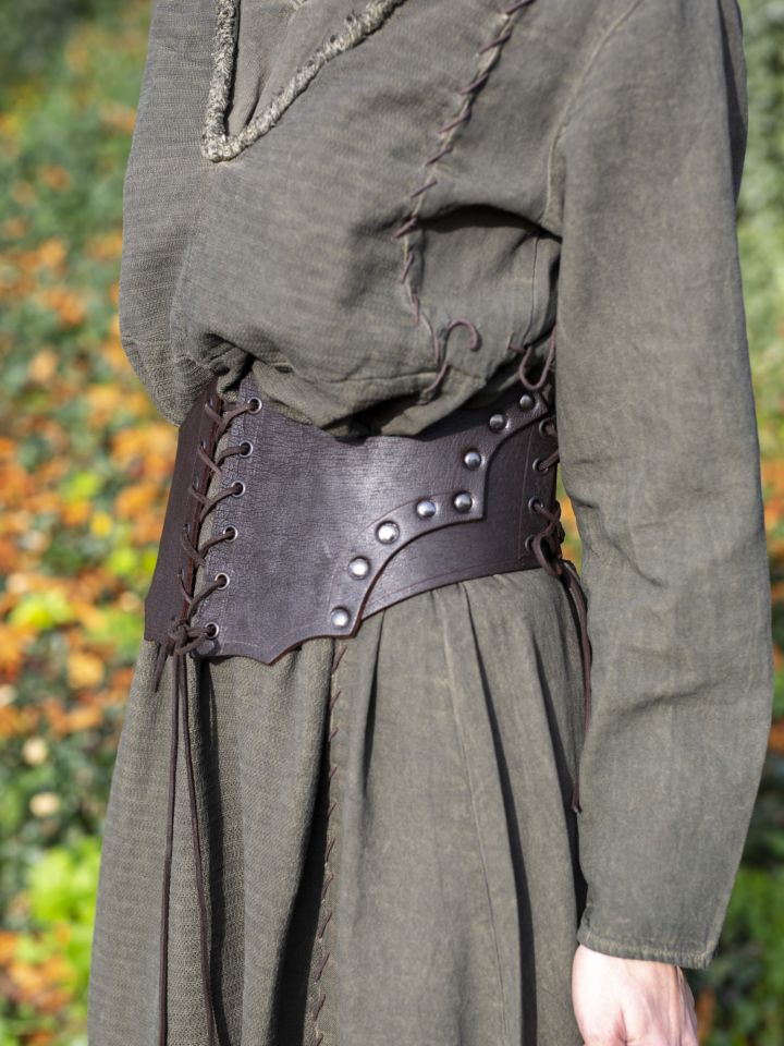 Corset large en cuir marron