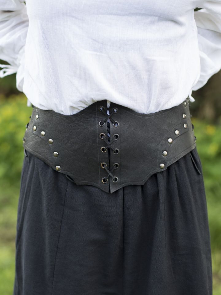 Corset large en cuir noir