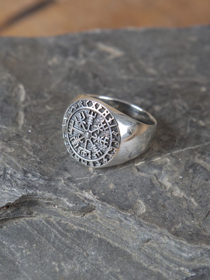 Bague boussole Viking en argent 56