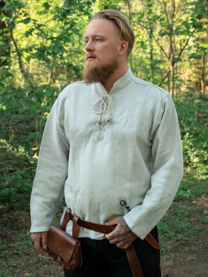 Chemise médiévale épaisse, en gris chiné S