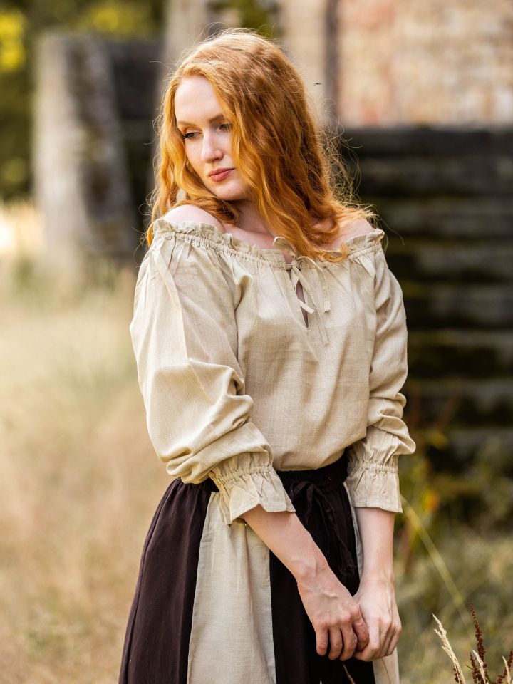 Blouse avec cordon de laçage, couleur chanvre M