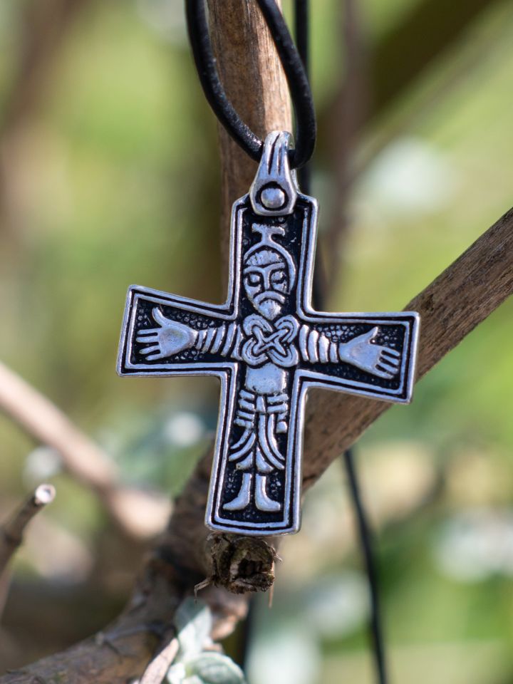 Pendentif croix viking - argenté