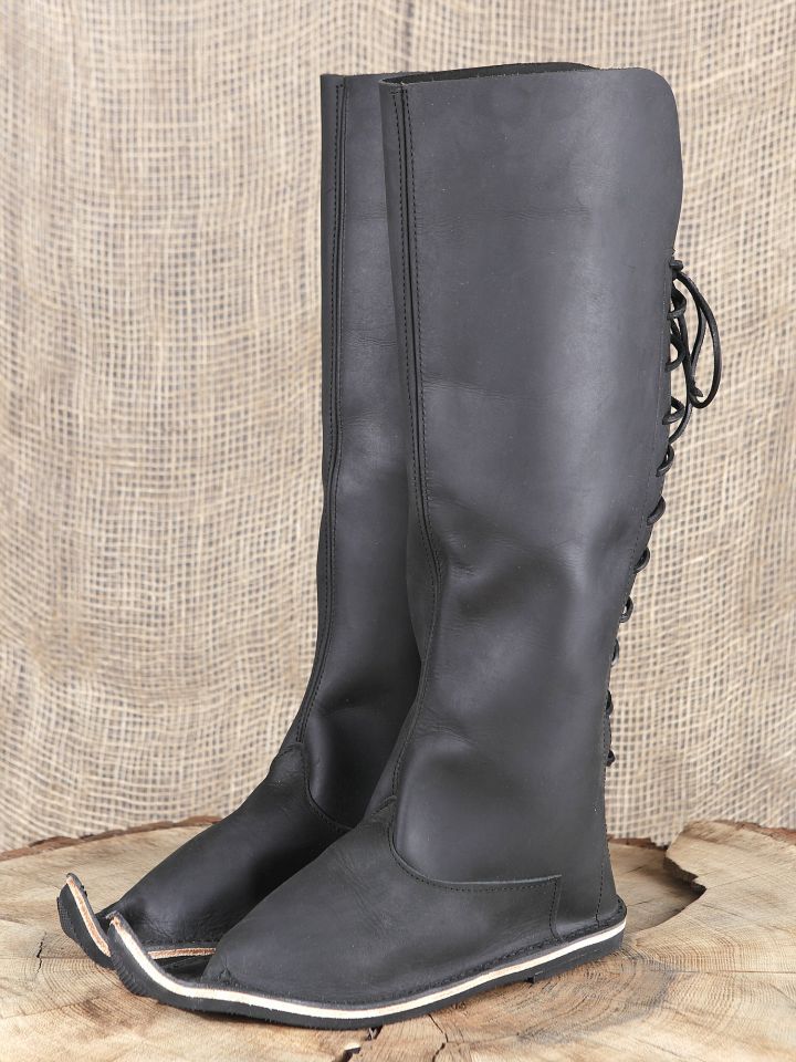 Bottes poulaines en nubuck, noires