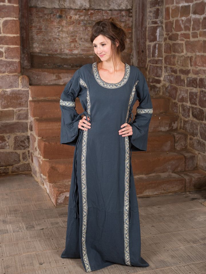Robe médiévale bleue, lacée sur les côtés XXXL | bleu