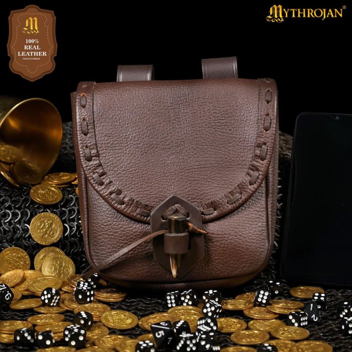 Sac banane avec fermeture en corne marron
