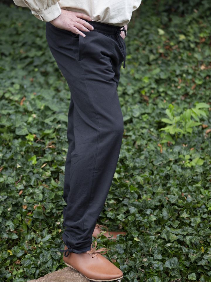 Pantalon médiéval avec cordon de serrage noir
