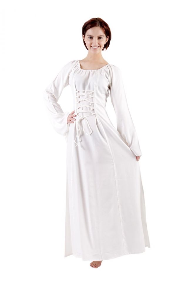 Robe médiévale blanche en viscose