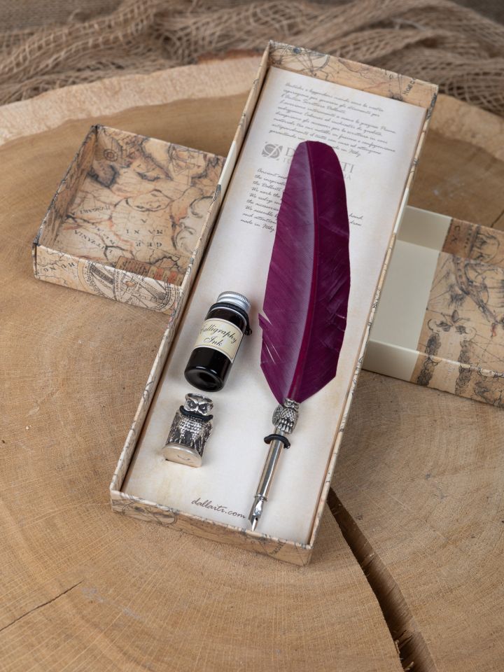 Set de calligraphie "Hibou" avec plume rouge