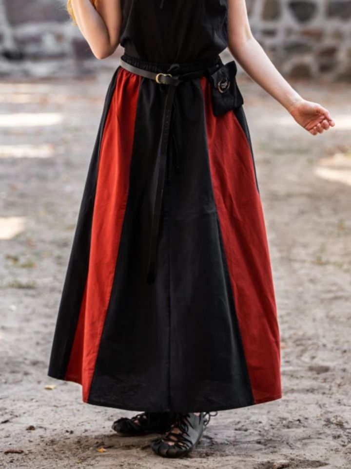 Jupe Médiévale bicolore noire et rouge